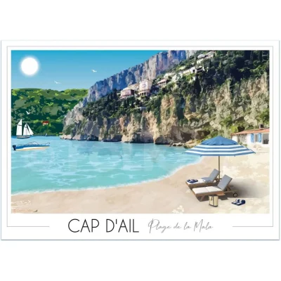 Affiche réserve de Mala Cap d'Ail Alpes Maritimes Provence Alpes Côte d'Azur Foliove SOUVENIRS 100% Made in France