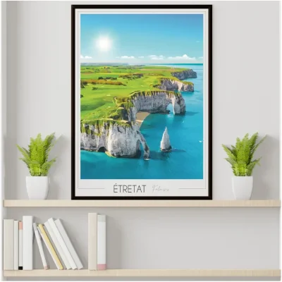 Affiche Etretat falaises Normandie Foliove SOUVENIRS 100% Made in France