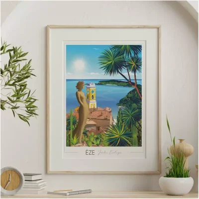 Affiche Eze jardin botanique Foliove SOUVENIRS 100% Made in France