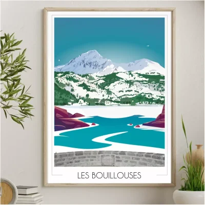 Affiche Mont Romeu Occitanie Lac des Bouillouses FOLIOVE SOUVENIRS 100% Made in France