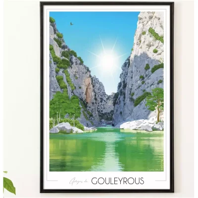 Affiche gorges de Gouleyrous Pyrénées orientales Occitanie Foliove SOUVENIRS 100% Made in France