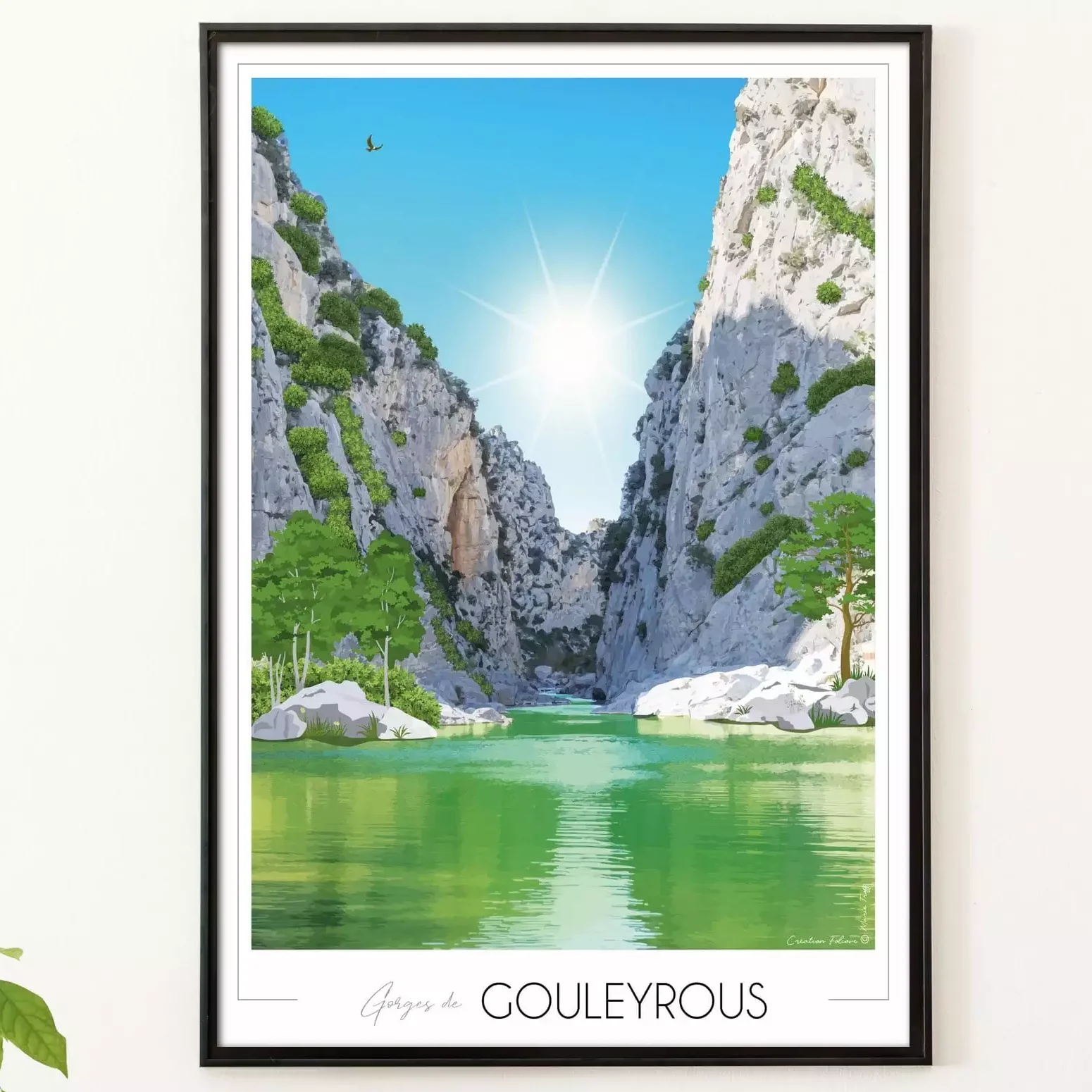 Affiche gorges de Gouleyrous Pyrénées orientales Occitanie Foliove SOUVENIRS 100% Made in France