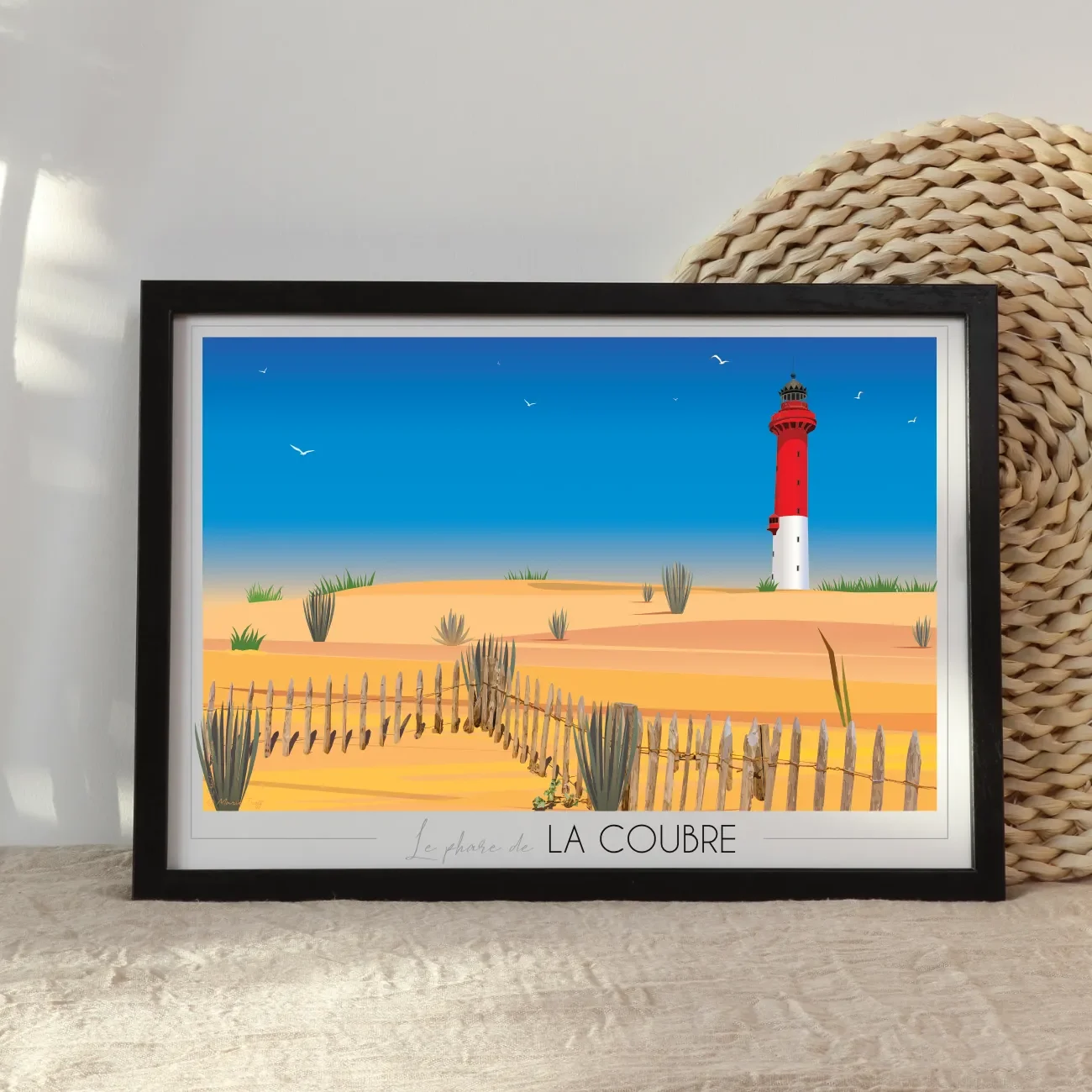 Affiche La Coubre Phare Tremblade Charentes Foliove SOUVENIRS 100% Made in France