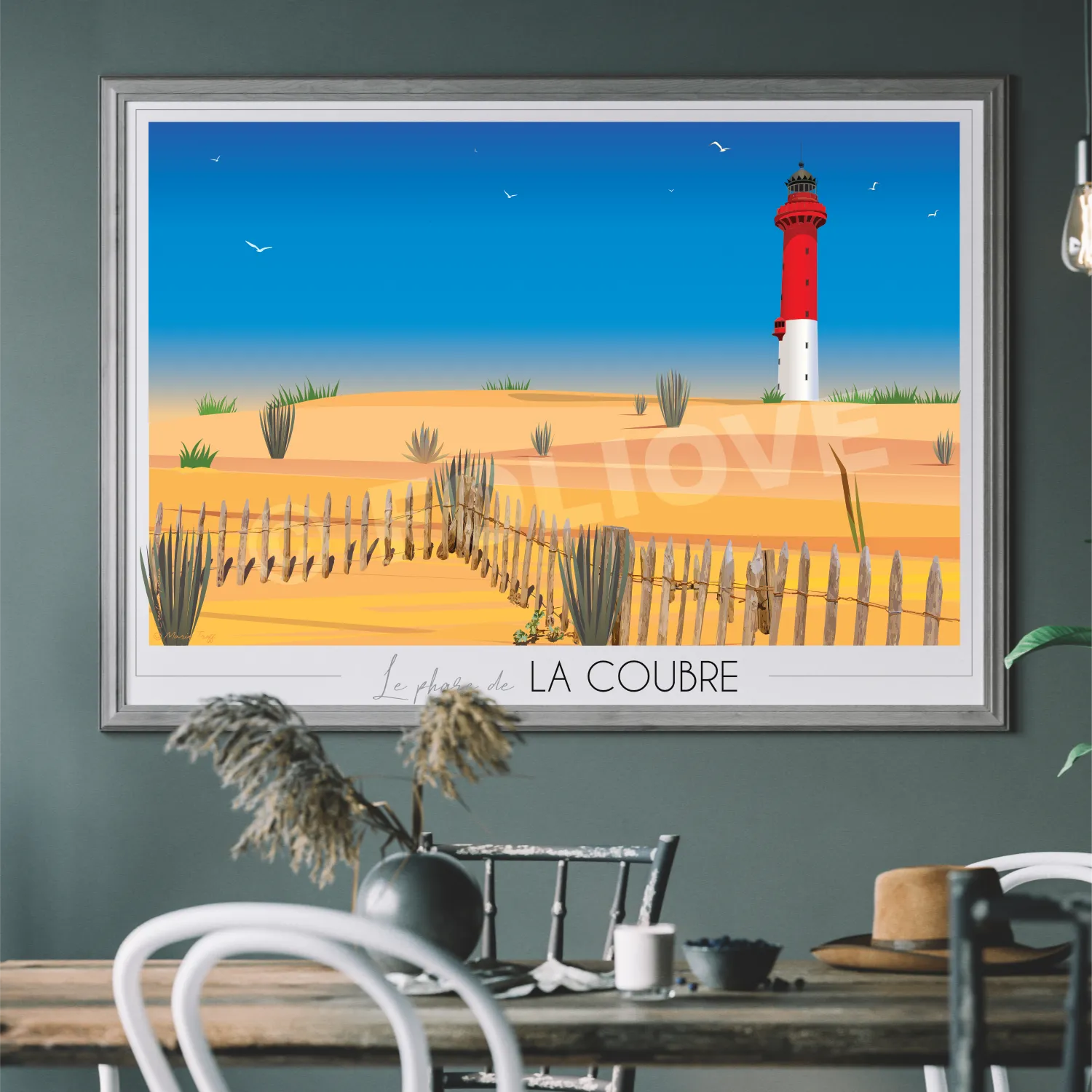 Affiche La Coubre Phare Tremblade Charentes Foliove SOUVENIRS 100% Made in France