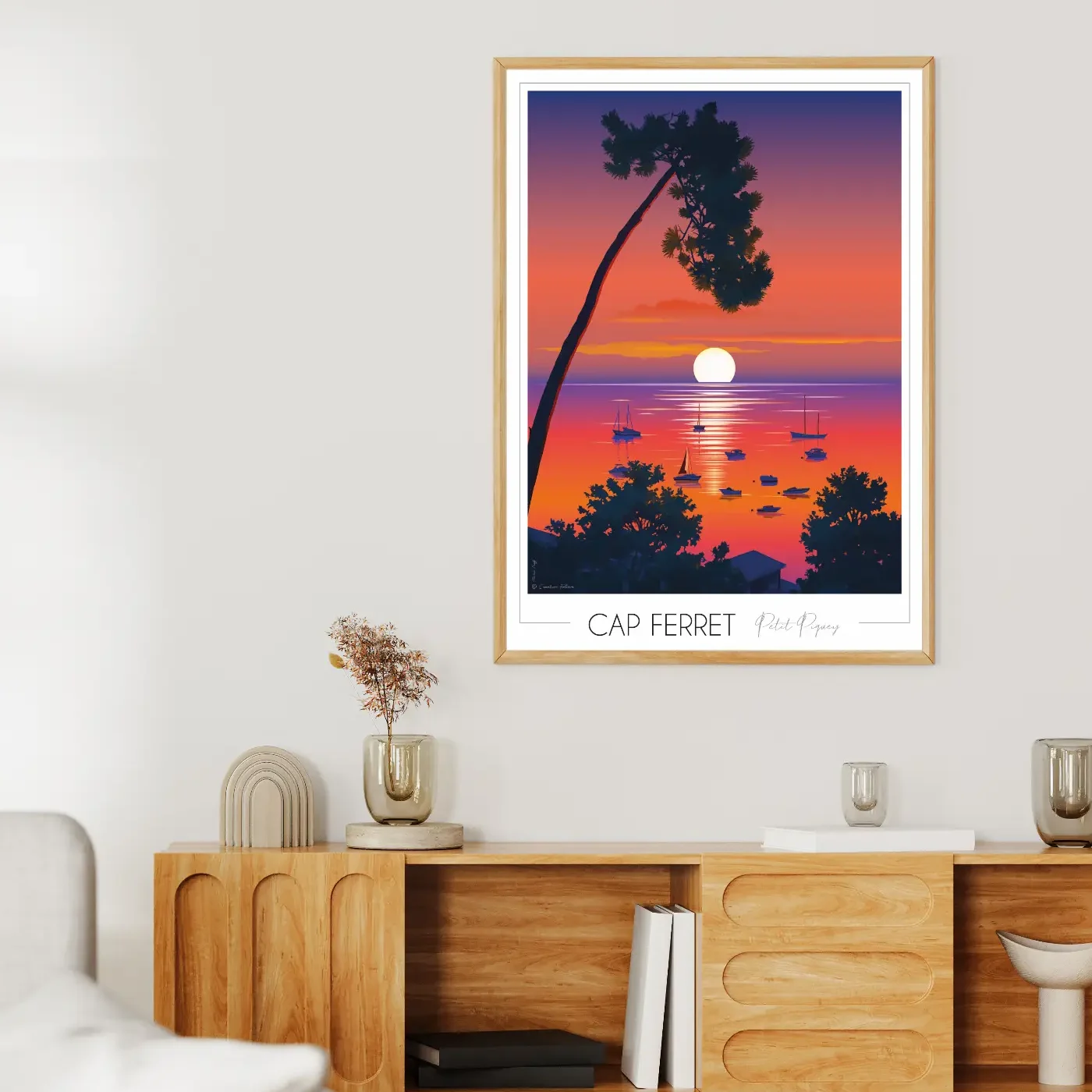 Affiche Cap ferret Petit piquey Nouvelle Aquitaine Foliove SOUVENIRS 100% Made in France