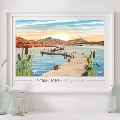 Affiche Peyriac de Mer Aude Occitanie Foliove SOUVENIRS 100% Made in France