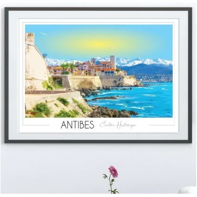 Affiche Antibes Juan les Pins Provence Alpes Côte d'Azur Alpes Maritimes Foliove SOUVENIRS 100% Made in France