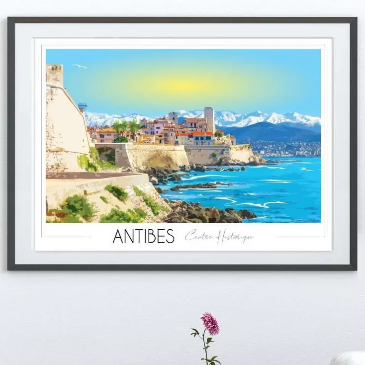 Affiche Antibes Juan les Pins Provence Alpes Côte d'Azur Alpes Maritimes Foliove SOUVENIRS 100% Made in France