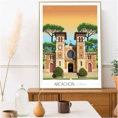 Affiche Le Moulleau quartier Bassin d'Arcachon Nouvelle Aquitaine Foliove SOUVENIRS 100% Made in France