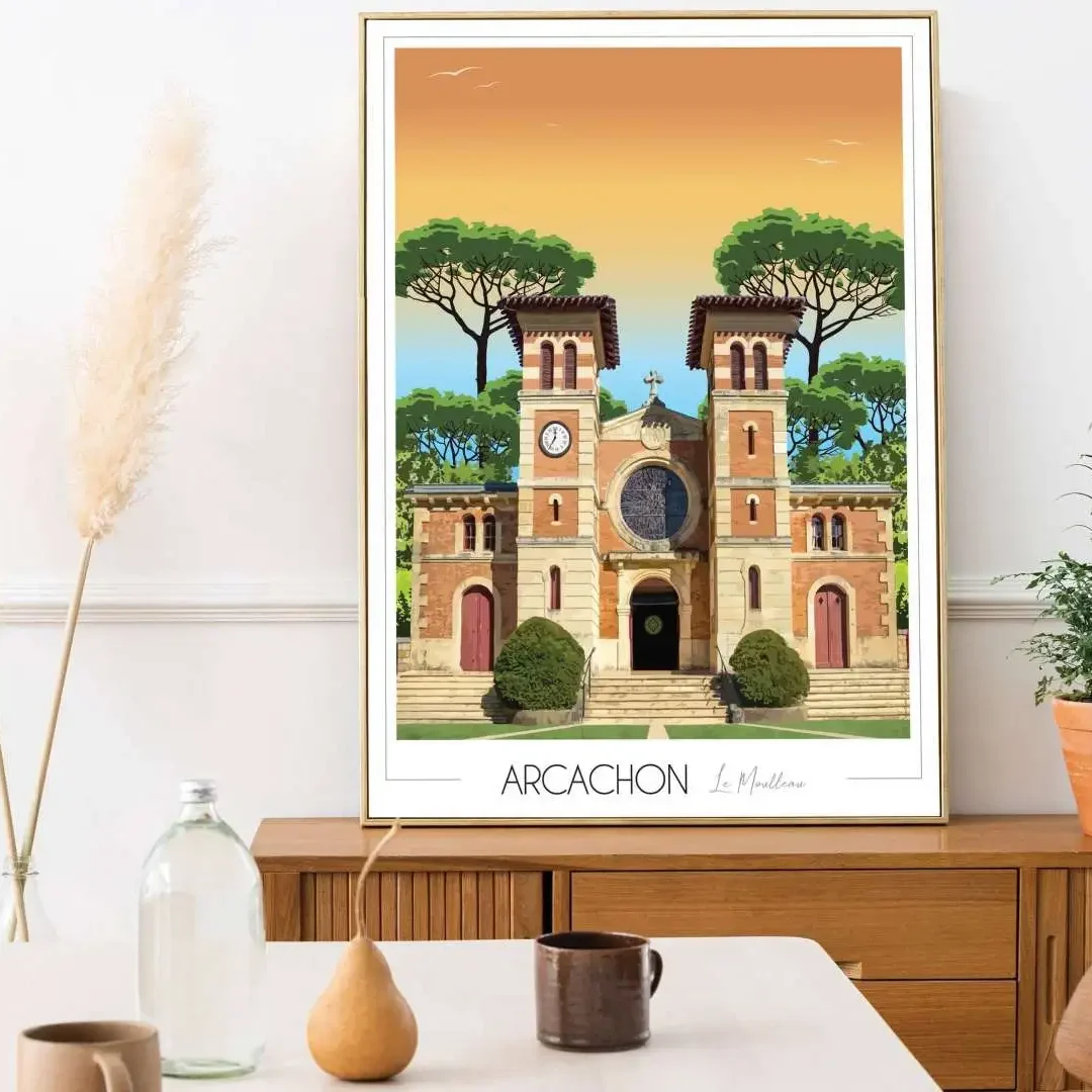Affiche Le Moulleau quartier Bassin d'Arcachon Nouvelle Aquitaine Foliove SOUVENIRS 100% Made in France