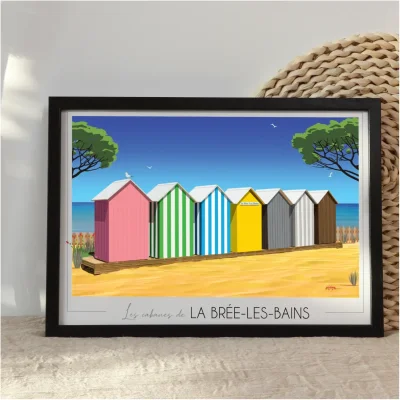 Affiche île d'oléron la brée les bains Charentes Foliove SOUVENIRS 100% Made in France