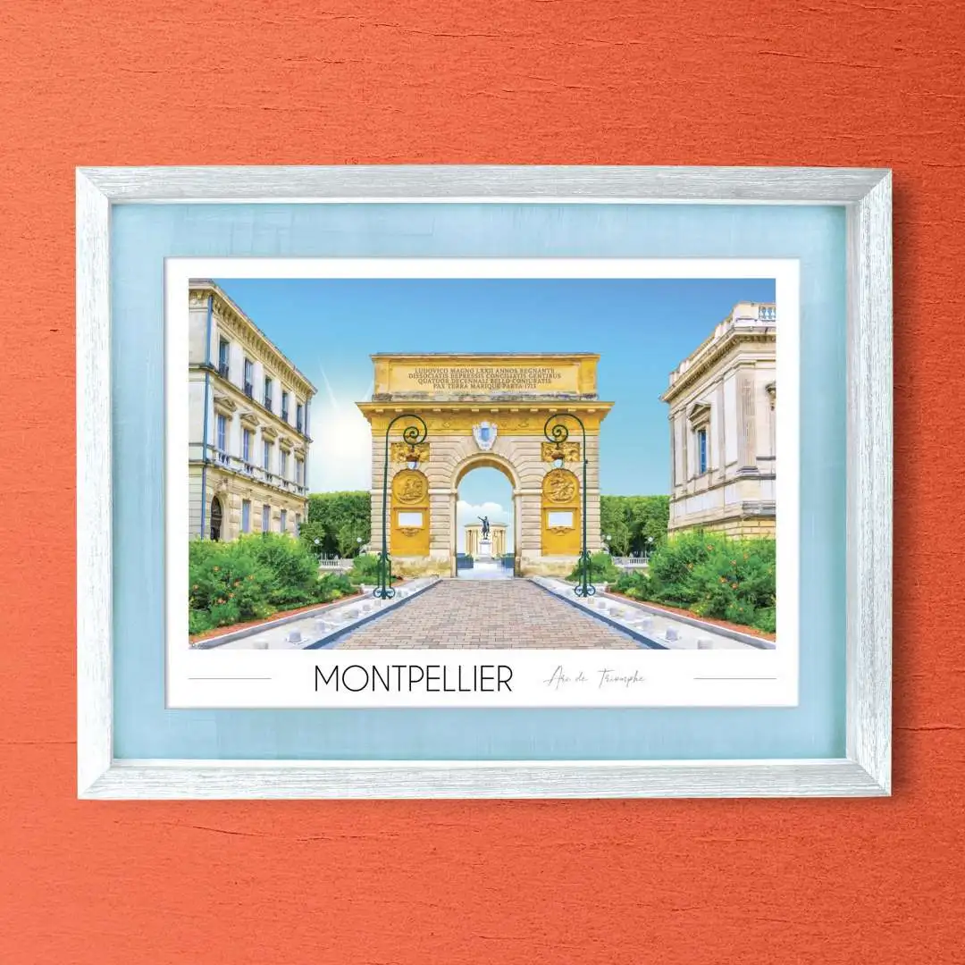 Affiche Arc de Triomphe Montpellier Hérault Occitanie Foliove SOUVENIRS 100% Made in France