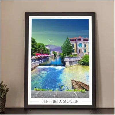 Affiche Isle sur la sorgue Vaucluse Provence Alpes Côte d'Azur Folliove SOUVENIRS 100% Made in France