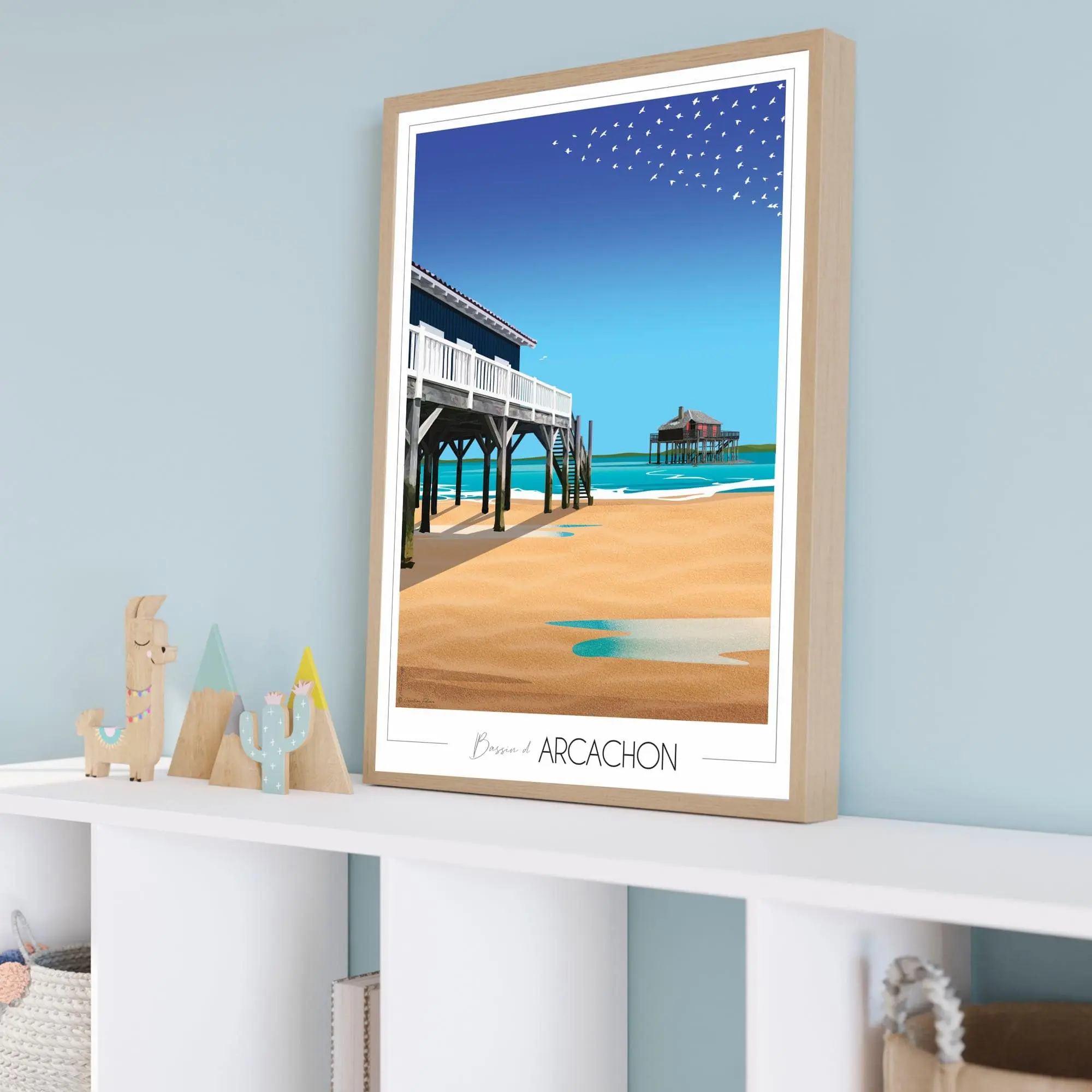 Affiche Bassin d'Arcachon Cabanes tchanquées Nouvelle Aquitaine Foliove SOUVENIRS 100% Made in France