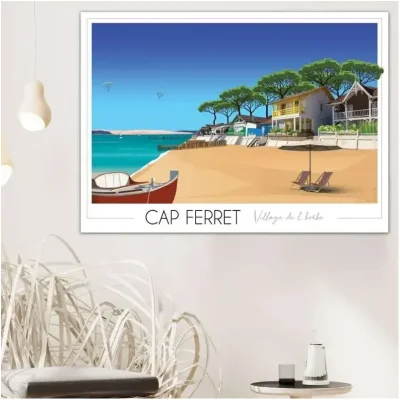 Affiche Lège Cap ferret Nouvelle Aquitaine Foliove SOUVENIRS 100% Made in France
