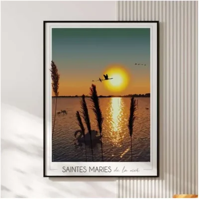 Affiche Camargue Saintes Maries de la Mer Bouches du Rhône Alpes Côtes d'Azur Foliove SOUVENIRS 100% Made in France