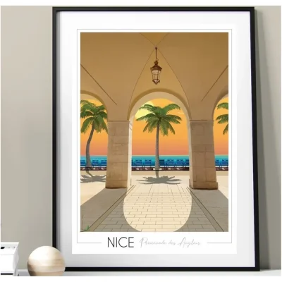 Affiche Promenade des Anglais Nice Alpes Maritimes Provence Alpes Côte d'Azur Foliove SOUVENIRS 100% Made in France