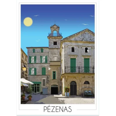 Affiche Pézenas Hérault Occitanie Foliove SOUVENIRS 100% Made in France