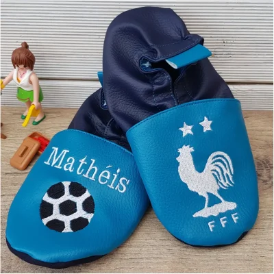 Chaussons souples cuir football Fédération française de football Bidiartiste souvenir souvenirs 100% Made in France