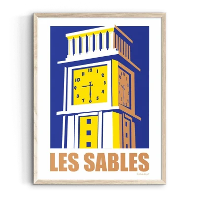 Affiche Les sables d'Olonne Pendule pays de la loire déco souvenir souvenirs made in France fabrication française Le Beau Bazar