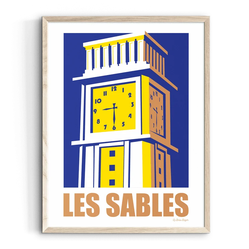 Affiche Les sables d'Olonne Pendule pays de la loire déco souvenir souvenirs made in France fabrication française Le Beau Bazar