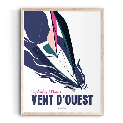Affiche Les sables d'Olonne Vent d'ouest pays de la loire déco souvenir souvenirs made in France fabrication française Le Beau Bazar