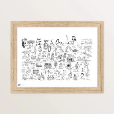 Affiche lexique Polynésie Française Tahiti Table à cartes SOUVENIRS 100% Made in France