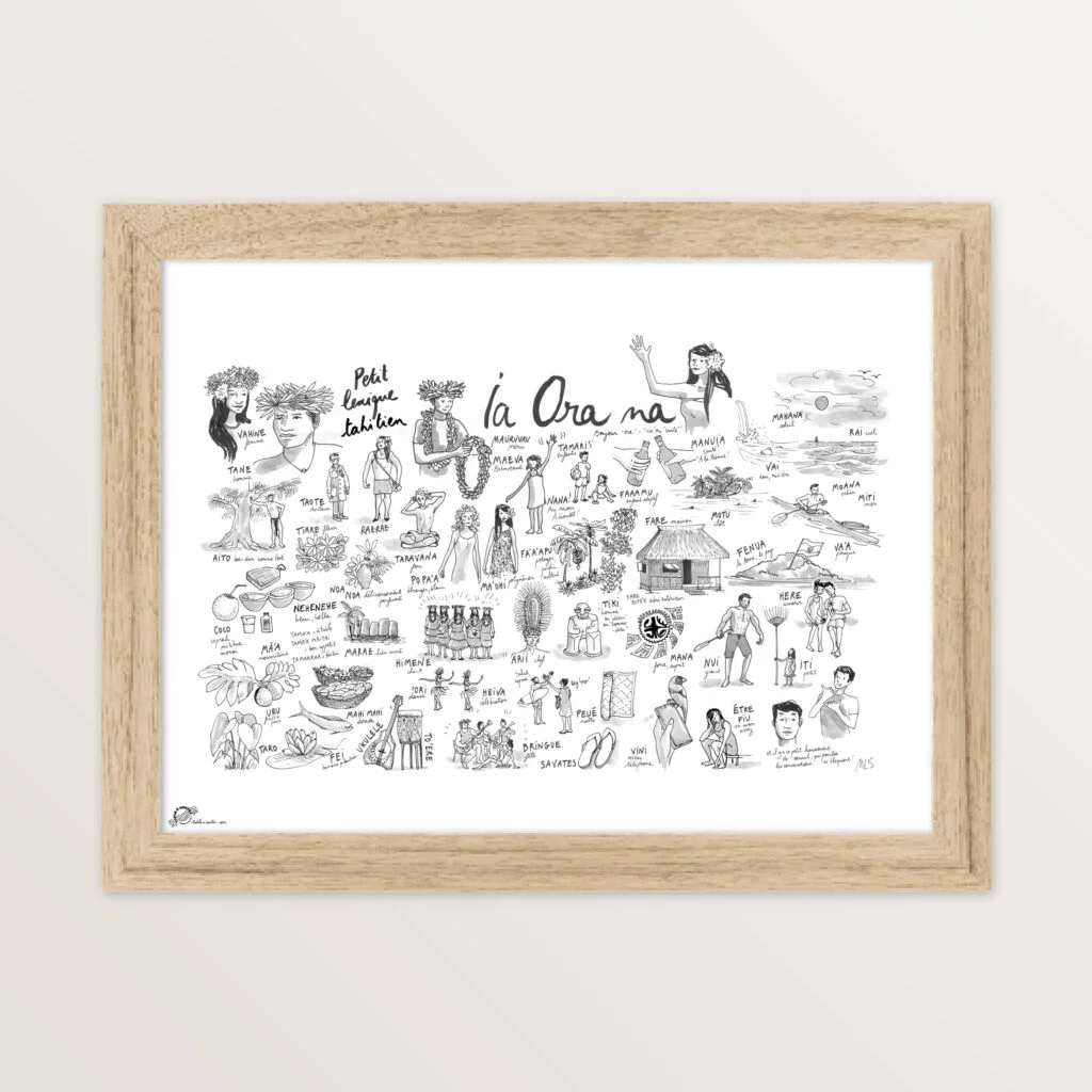 Affiche lexique Polynésie Française Tahiti Table à cartes SOUVENIRS 100% Made in France