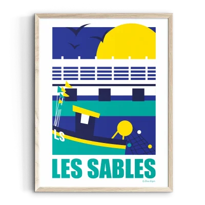 Affiche Les sables d'Olonne Port pêche pays de la loire déco souvenir souvenirs made in France fabrication française Le Beau Bazar
