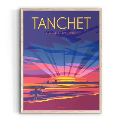 Affiche Les sables d'Olonne la plage du tanchet pays de la loire déco souvenir souvenirs made in France fabrication française Le Beau Bazar