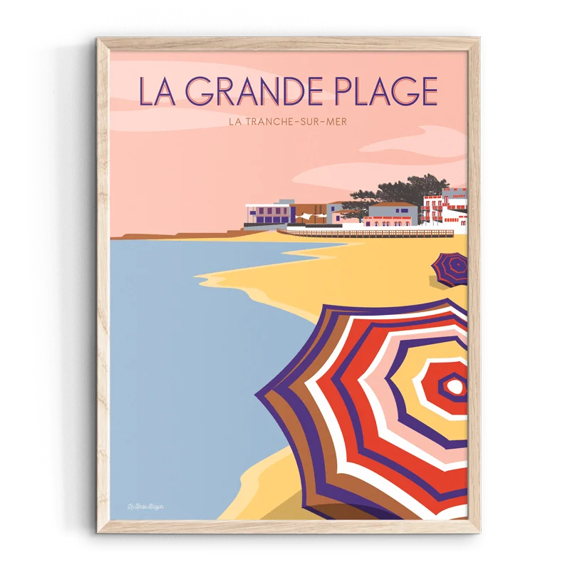 Affiche La Tranche sur Mer La grande plage sables d'olonne pays de la loire déco souvenir souvenirs made in France fabrication française Le Beau Bazar