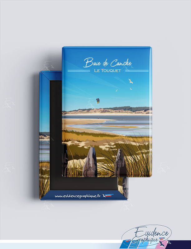 Magnet Le Touquet plage La baie de canche parc de l'estuaire evidence graphique hauts de france le touquet plage idée cadeau / décoration made in france souvenirs côte d'opale