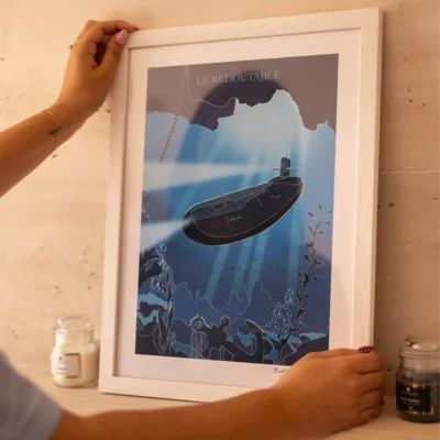 Affiche Cherbourg sous-marin cité de la mer souvenir souvenirs 100% made in France idée cadeau déco Minute Papillon