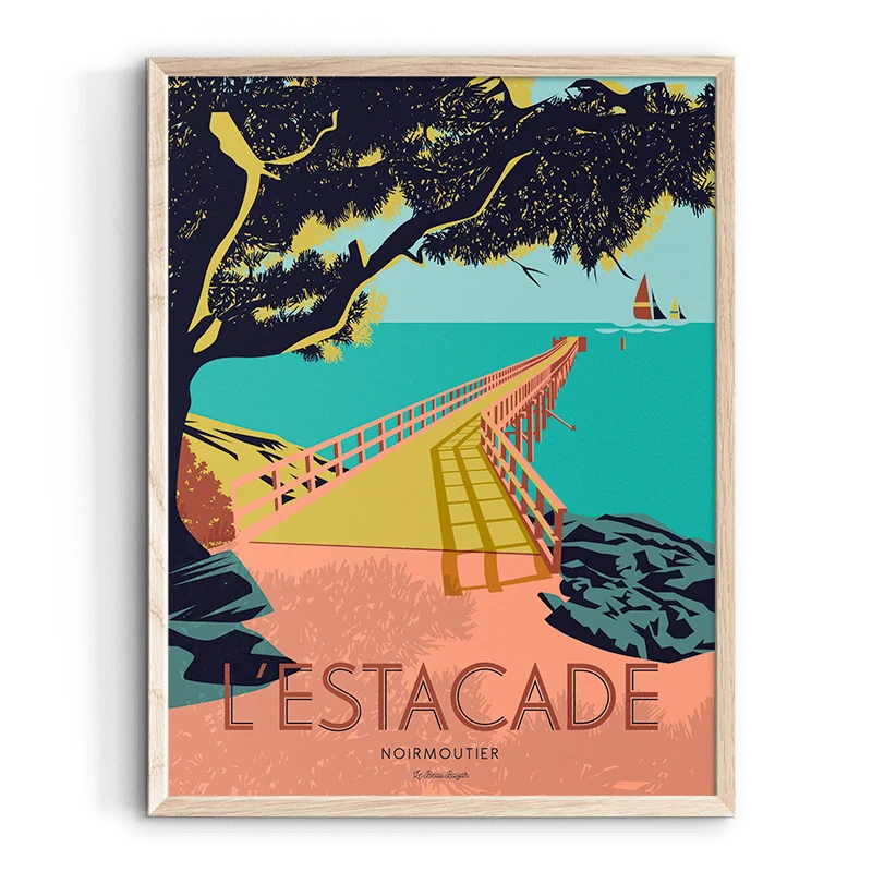Affiche estacarde Noirmoutier Vendée Pays de la Loire Le beau Bazar SOUVENIRS 100% Made in France