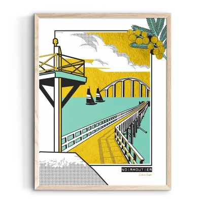 Affiche effet métalisé Noirmoutier Vendée Pays de la Loire Le beau Bazar SOUVENIRS 100% Made in France