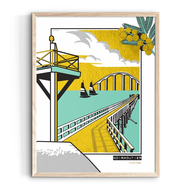 Affiche effet métalisé Noirmoutier Vendée Pays de la Loire Le beau Bazar SOUVENIRS 100% Made in France
