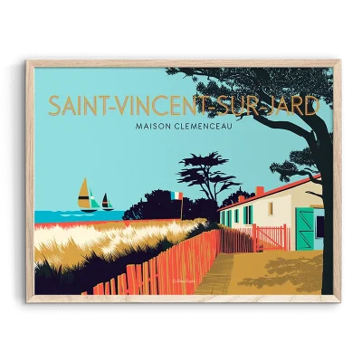 Affiche maison clémenceau saint vincent sur jard pays de la loire déco souvenir souvenirs made in France fabrication française Le Beau Bazar