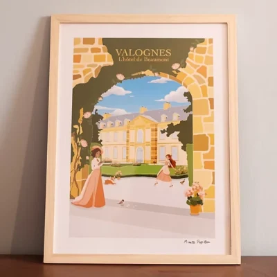 Affiche Valognes Cotentin Hotel Beaumont Normandie Manche Minute Papillon idée déco cadeau souvenir souvenirs 100% made in France