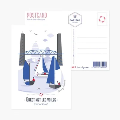 Carte postale Brest souvenir souvenirs Bretagne far bay editions breizh made in france fabrication française