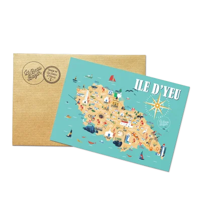 Carte postale île d'yeu Le Beau Bazar Vendée Pays de la Loire SOUVENIRS 100% Made in France