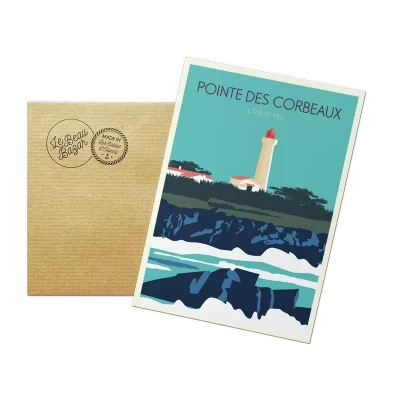 Carte postale île d'yeu Pointe des Corbeaux Vendée Pays de la Loire Le Beau Bazar SOUVENIRS 100% Made in France