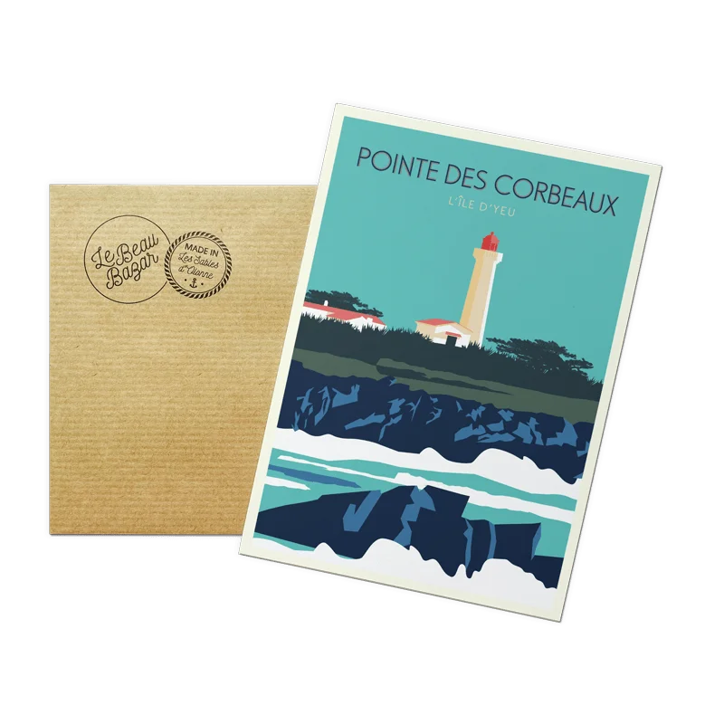 Carte postale île d'yeu Pointe des Corbeaux Vendée Pays de la Loire Le Beau Bazar SOUVENIRS 100% Made in France