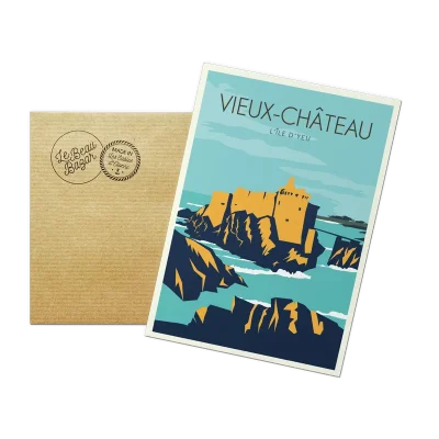 Carte postale vieux château île d'Yeu Vendée Pays de la Loire Le Beau Bazar SOUVENIRS 100% Made in France