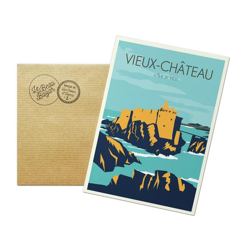 Carte postale vieux château île d'Yeu Vendée Pays de la Loire Le Beau Bazar SOUVENIRS 100% Made in France