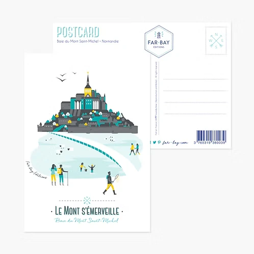Carte postale Mont Saint Michel souvenir souvenirs Normandie far bay editions made in france fabrication française