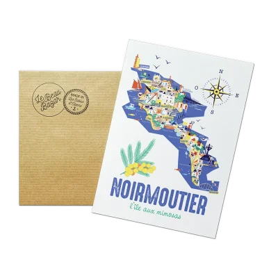 carte postale Noirmoutier île mimosas Pays de la Loire Vendée Le beau bazar Idées cadeaux SOUVENIRS 100% Made in France