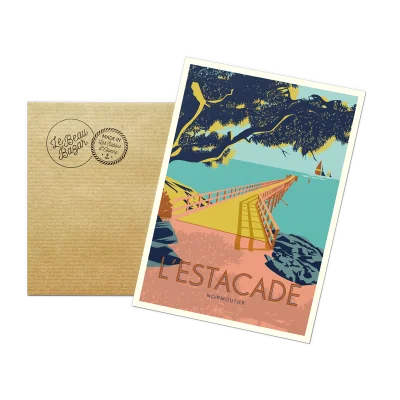 carte postale Estacade île de Noirmoutier Vendée Pays de la Loire Le beau Bazar SOUVENIRS 100% Made in France