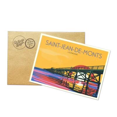 Carte postale L'estacade Saint Jean de Monts Vendée Pays de la Loire Le beau Bazar SOUVENIRS 100% Made in France