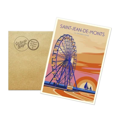 Carte Postale La grande Roue Saint Jean de Monts Vendée Pays de la Loire Le beau Bazar SOUVENIRS 100% Made in France