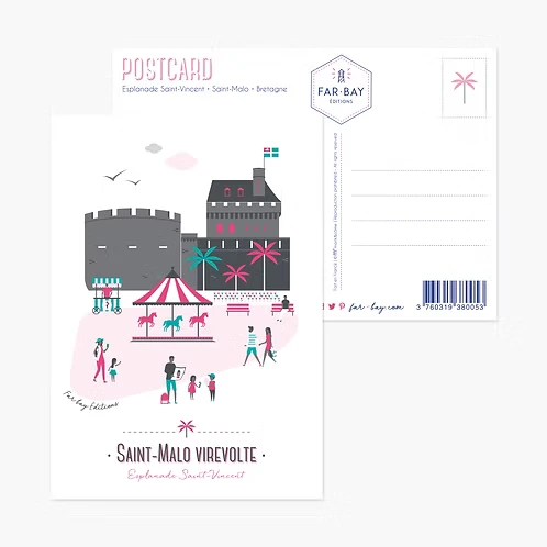 Carte postale Saint Malo souvenir souvenirs Bretagne far bay editions breizh made in france fabrication française